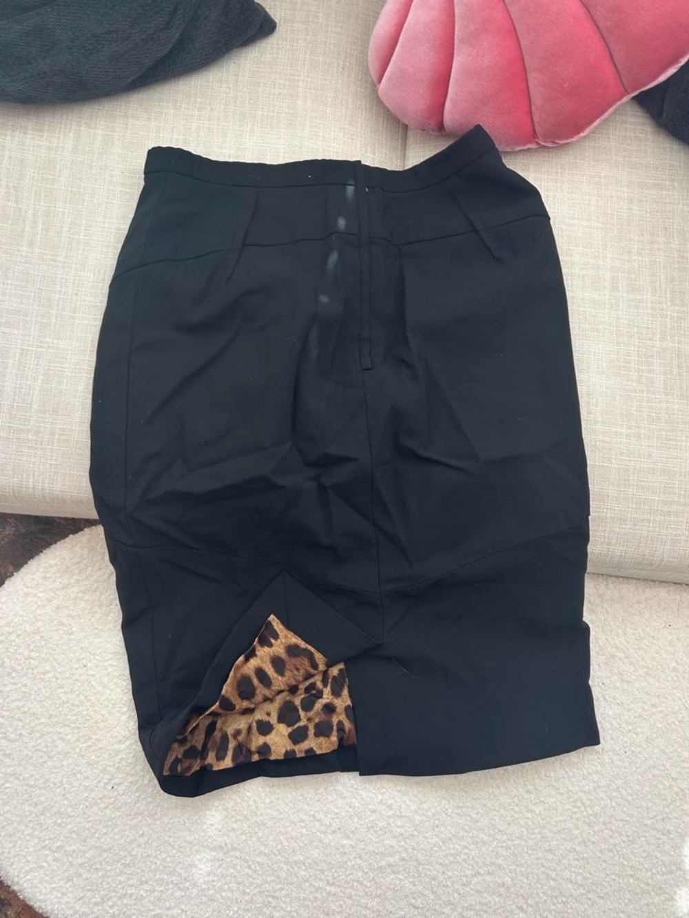 Dolce & Gabbana Black Pencil Skirt with Leopard Accent